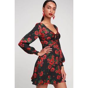 FREE PEOPLE MORNING LIGHT MINI DRESS BLACK COMBO